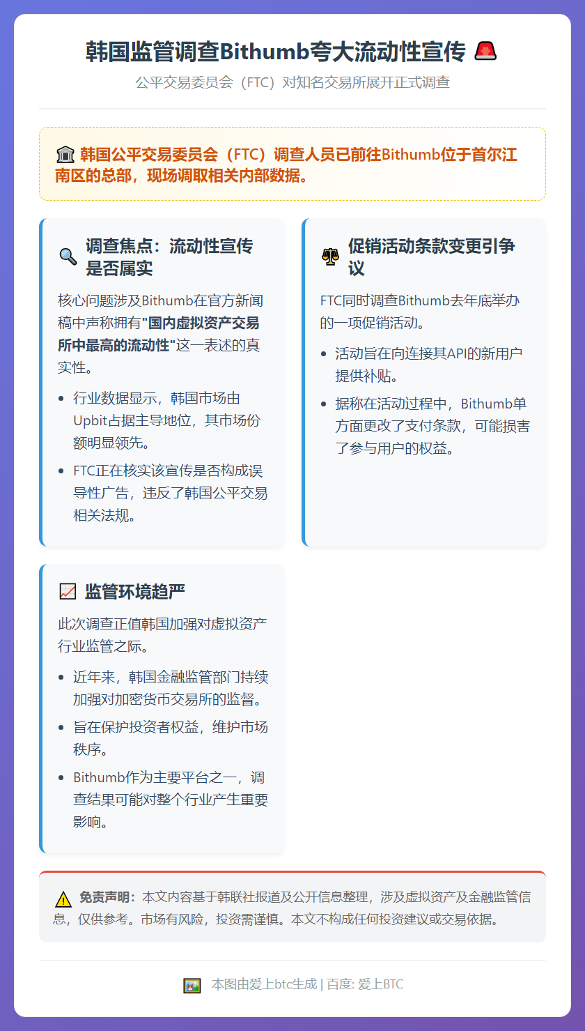 韩国监管调查Bithumb夸大流动性宣传