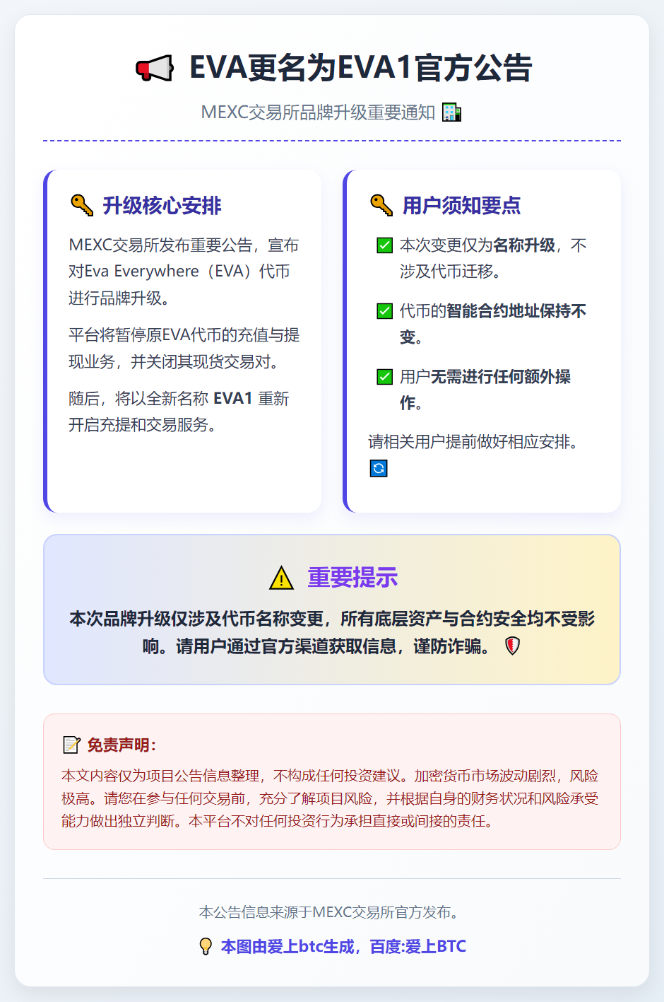 EVA更名为EVA1公告