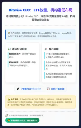 Bitwise CEO：ETF放量，机构逢低布局