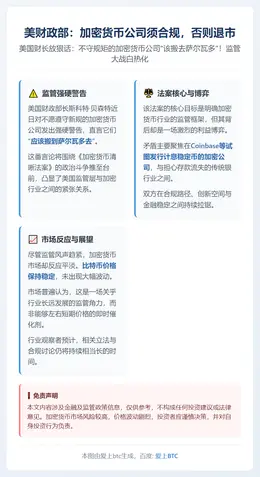 美财政部：加密货币公司须合规，否则退市
