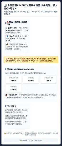 今日交割BTC与ETH期权价值超25亿美元，最大痛点8万与2