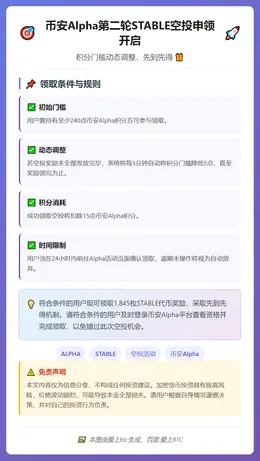 币安Alpha第二轮STABLE空投申领开启