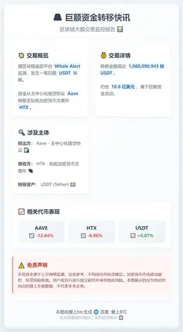 Aave向HTX转移超10.6亿USDT