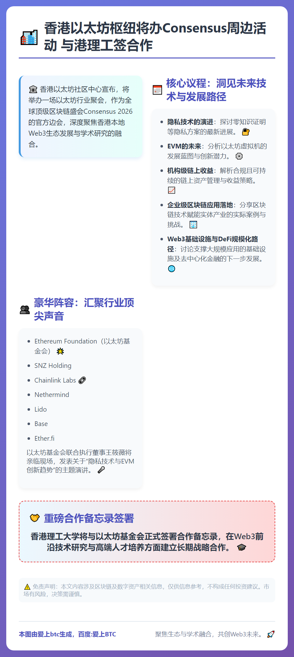 香港以太坊枢纽将办Consensus周边活动 与港理工签合作