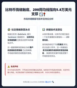 比特币情绪触底，200周均线指向5.8万美元支撑
