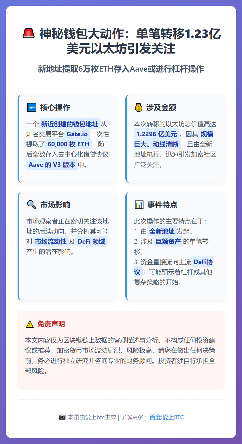 新地址提取6万枚ETH存入Aave或进行杠杆操作