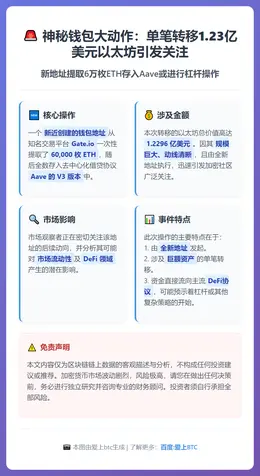 新地址提取6万枚ETH存入Aave或进行杠杆操作