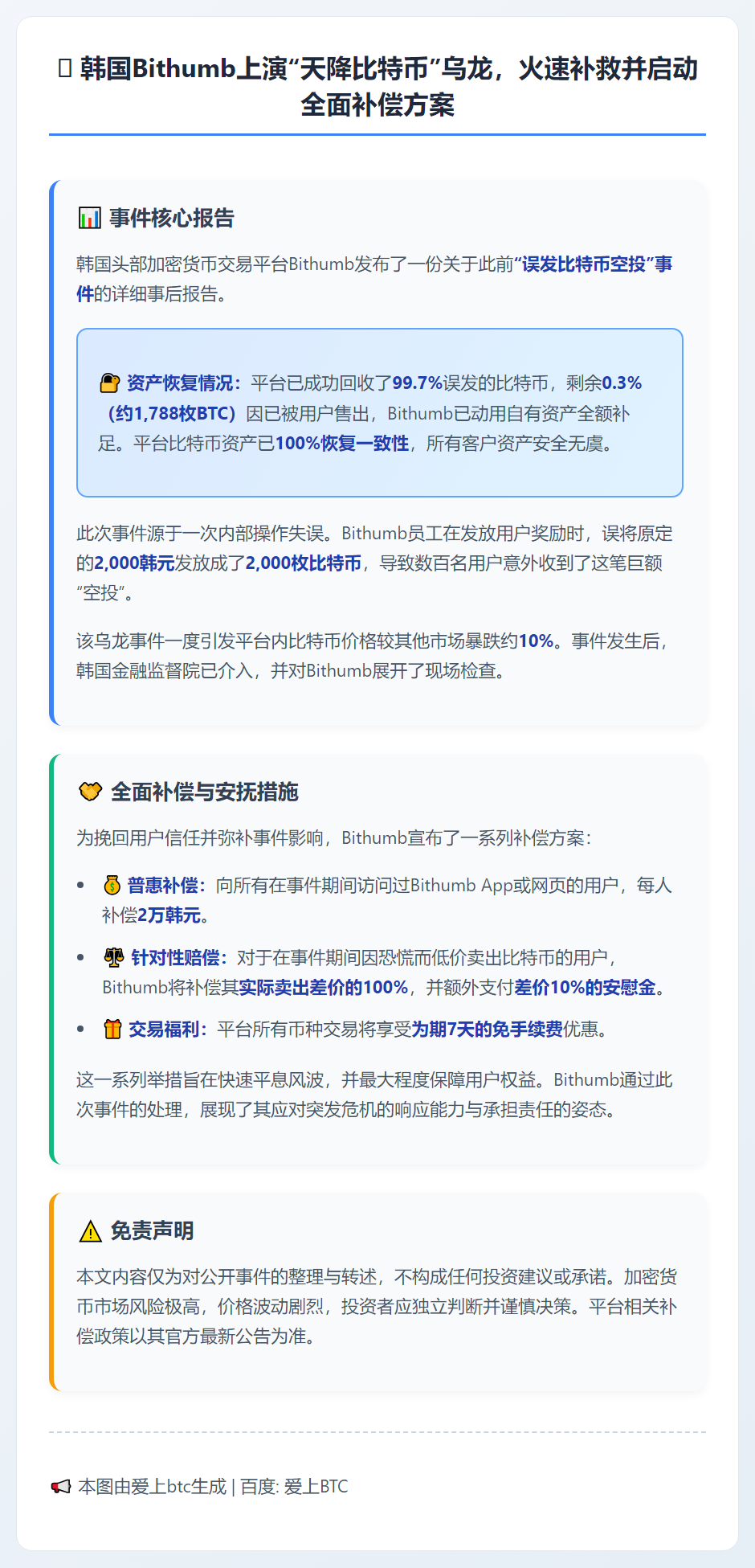 Bithumb补偿低价卖出BTC用户并发放访问金
