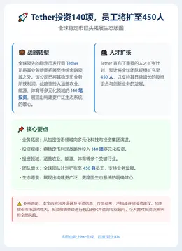 Tether投资140项，员工将扩至450人