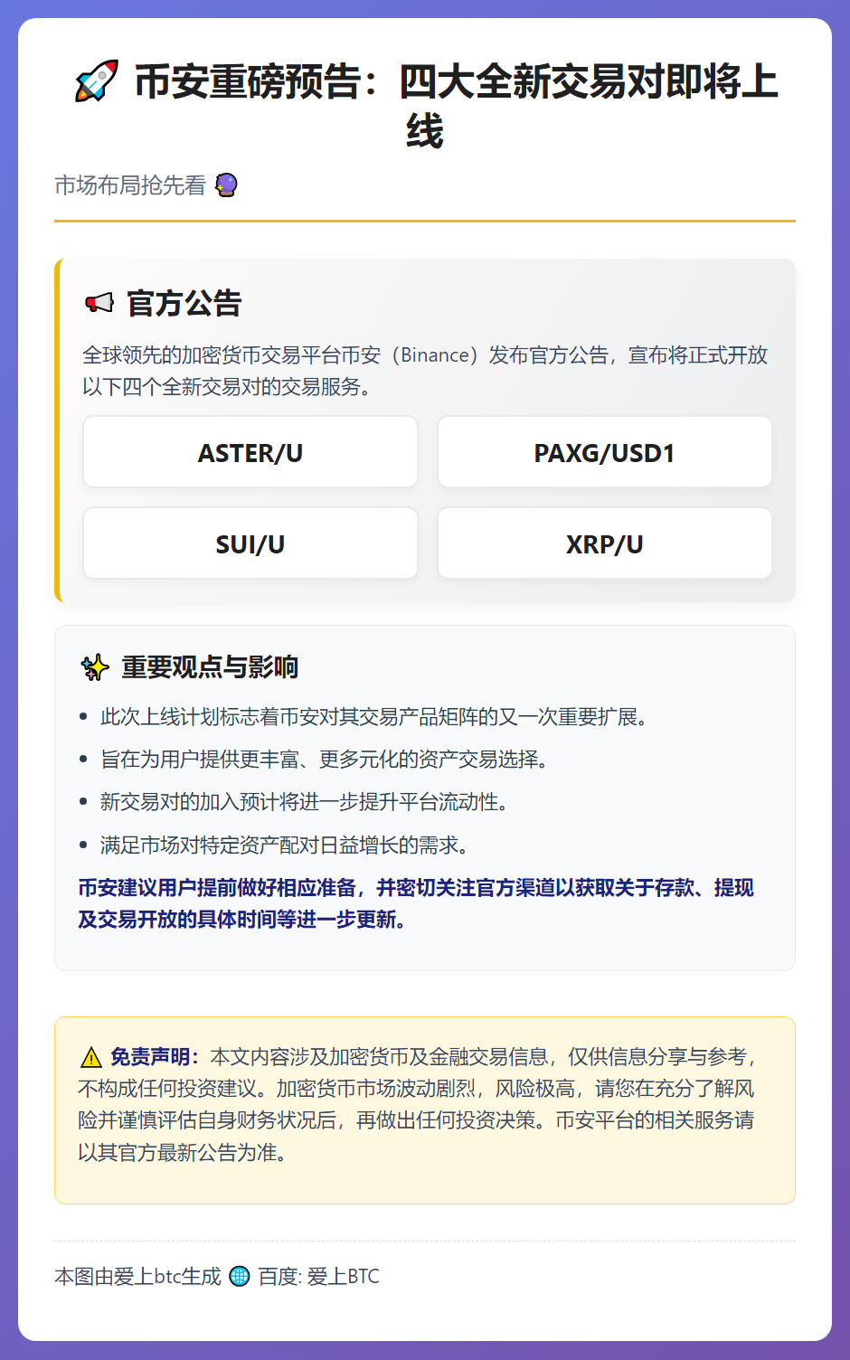 币安新增四交易对