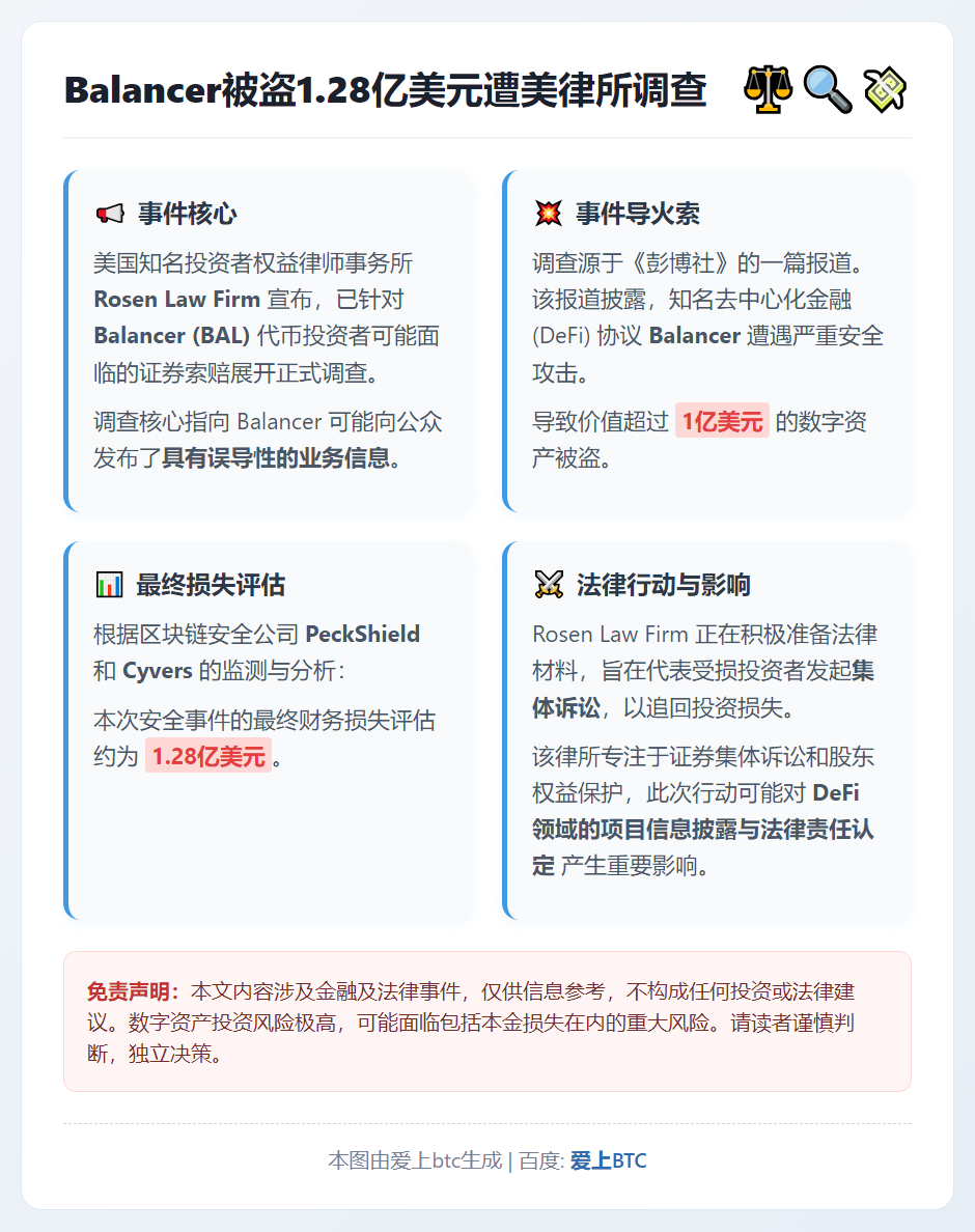 Balancer被盗1.28亿美元遭美律所调查