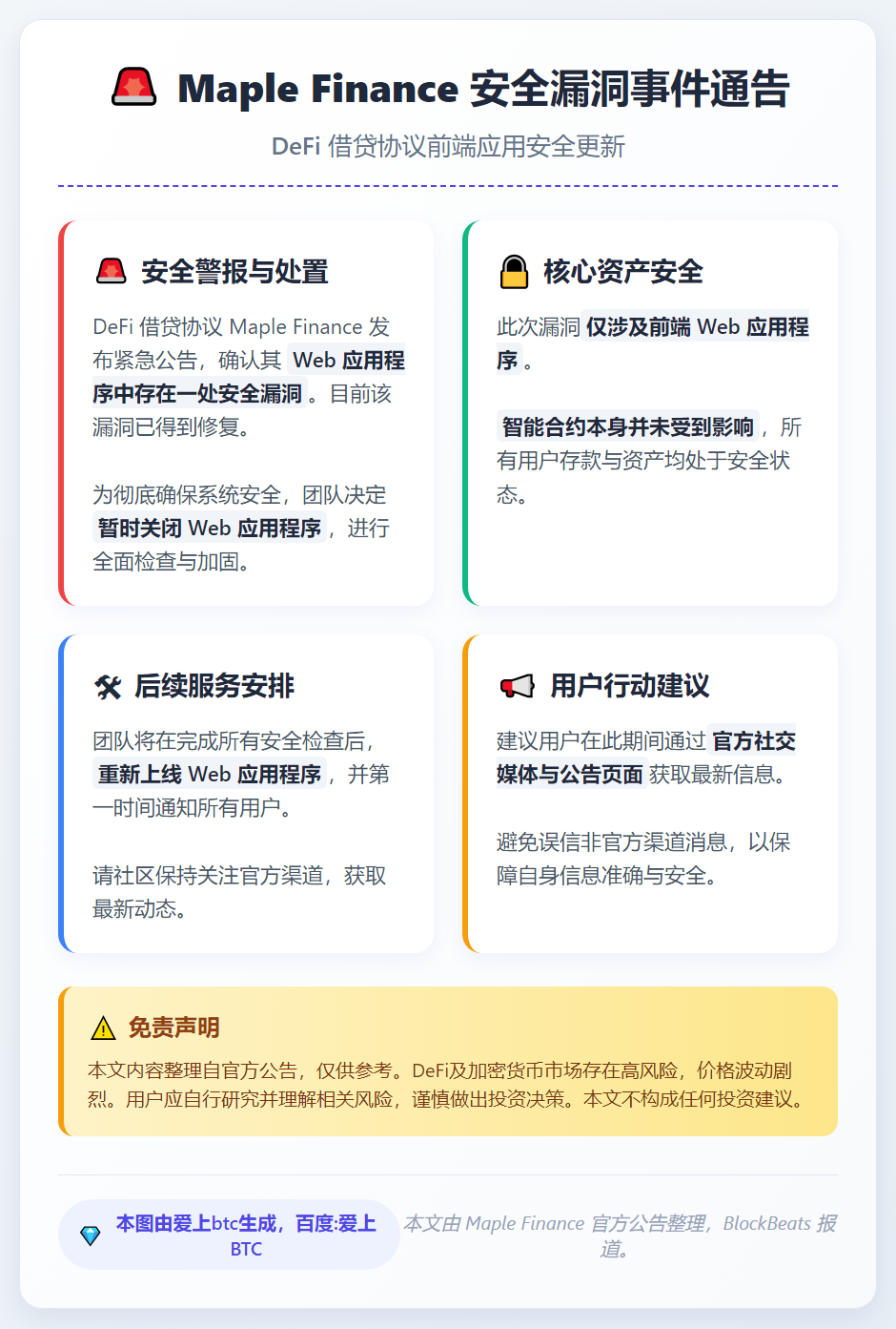 Maple Finance因安全漏洞暂停服务