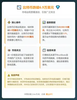 比特币跌破6.9万美元