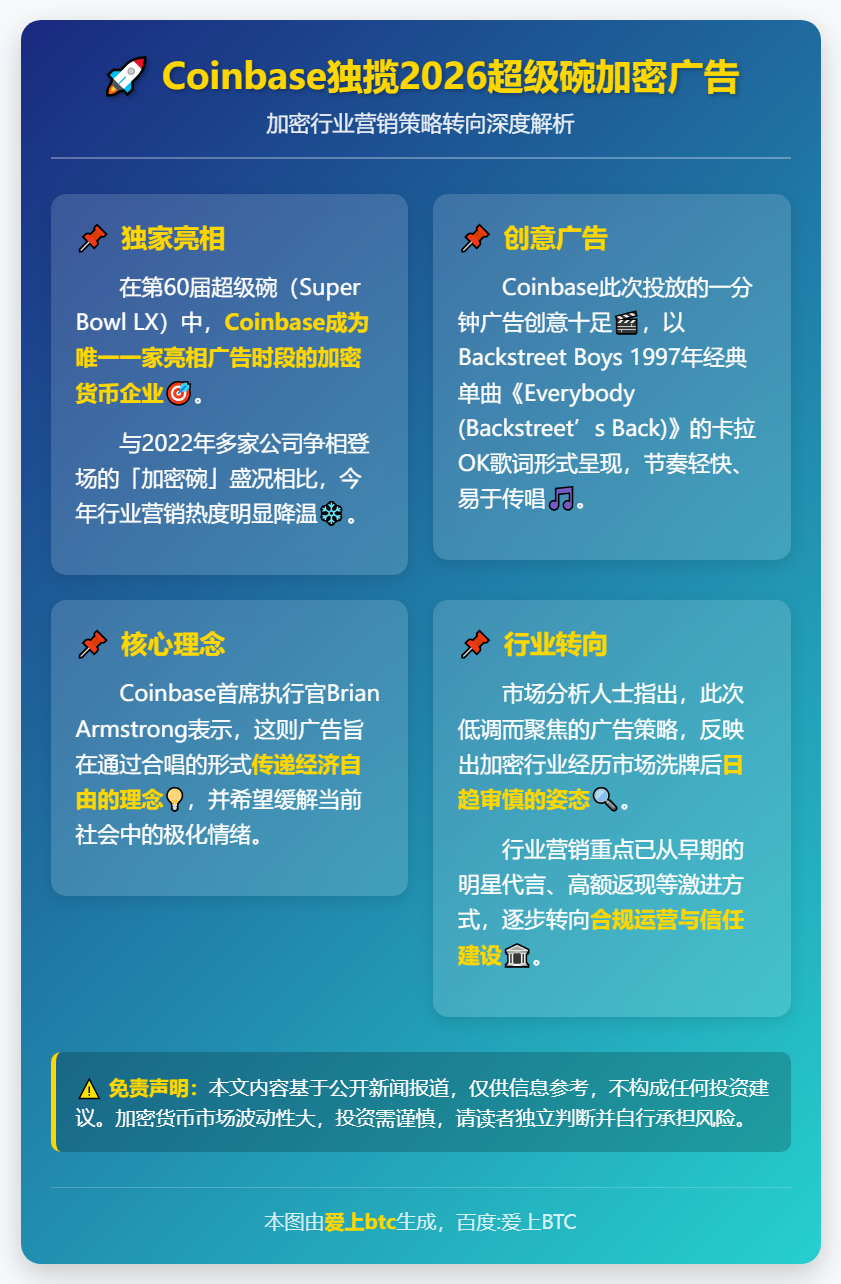 Coinbase独揽2026超级碗加密广告