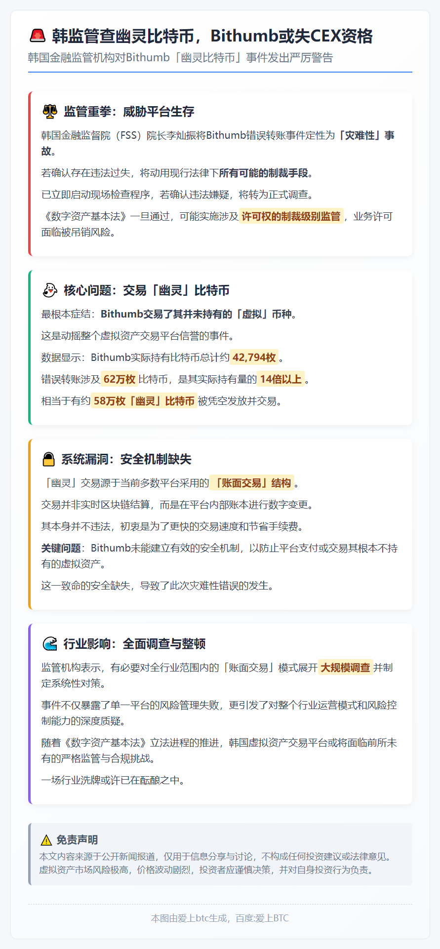 韩监管查幽灵比特币，Bithumb或失CEX资格