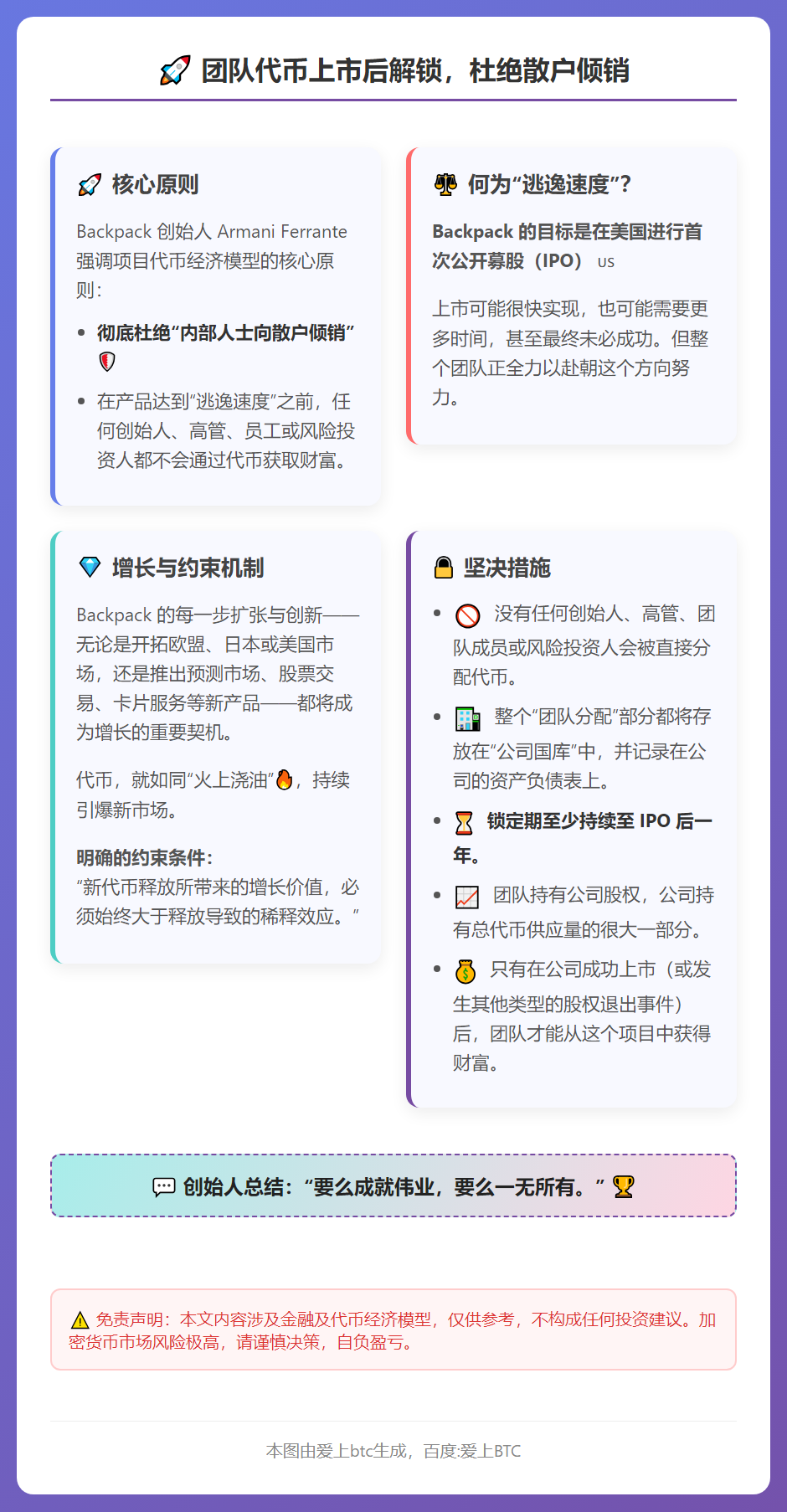 团队代币上市后解锁，杜绝散户倾销