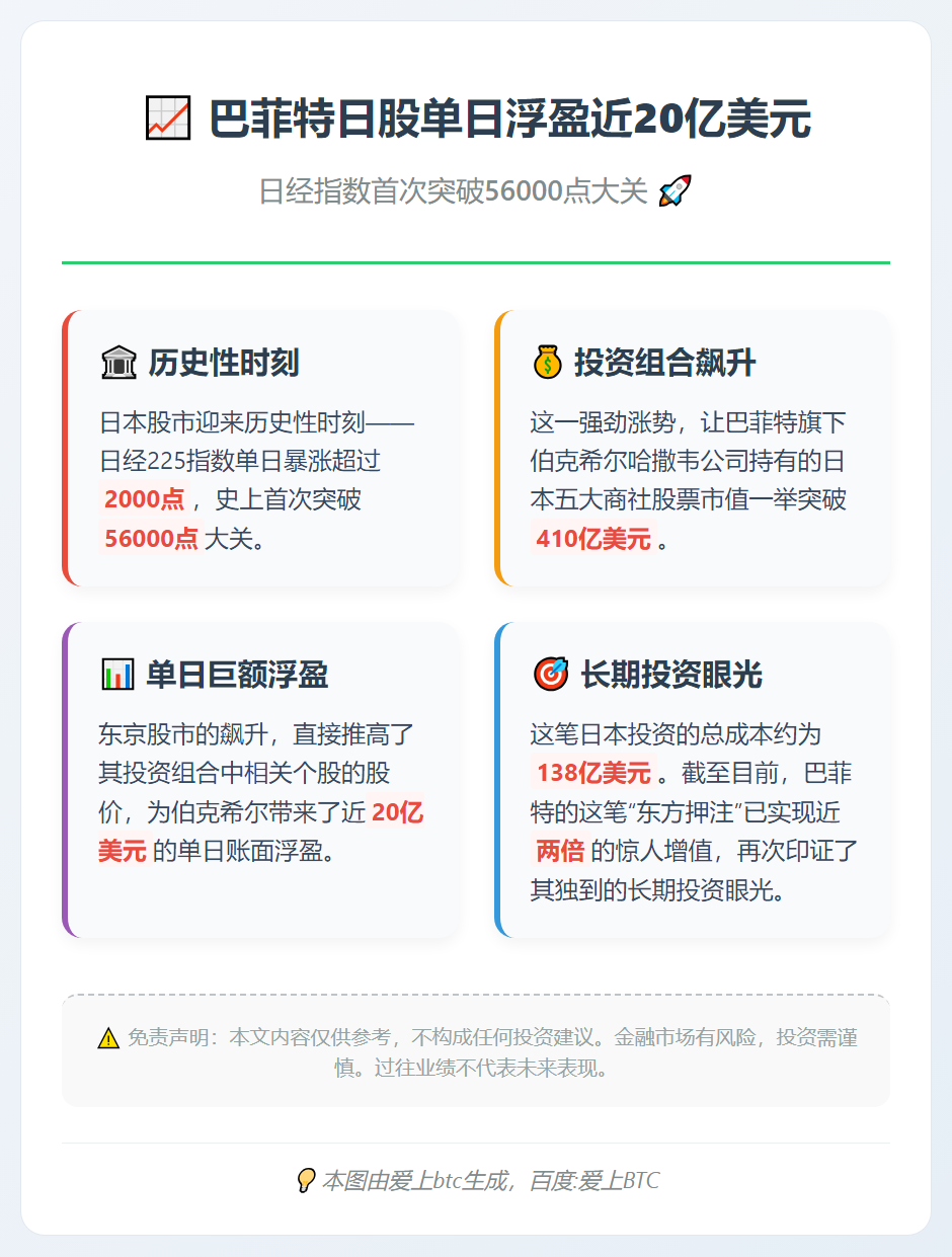 巴菲特日股单日浮盈近20亿美元