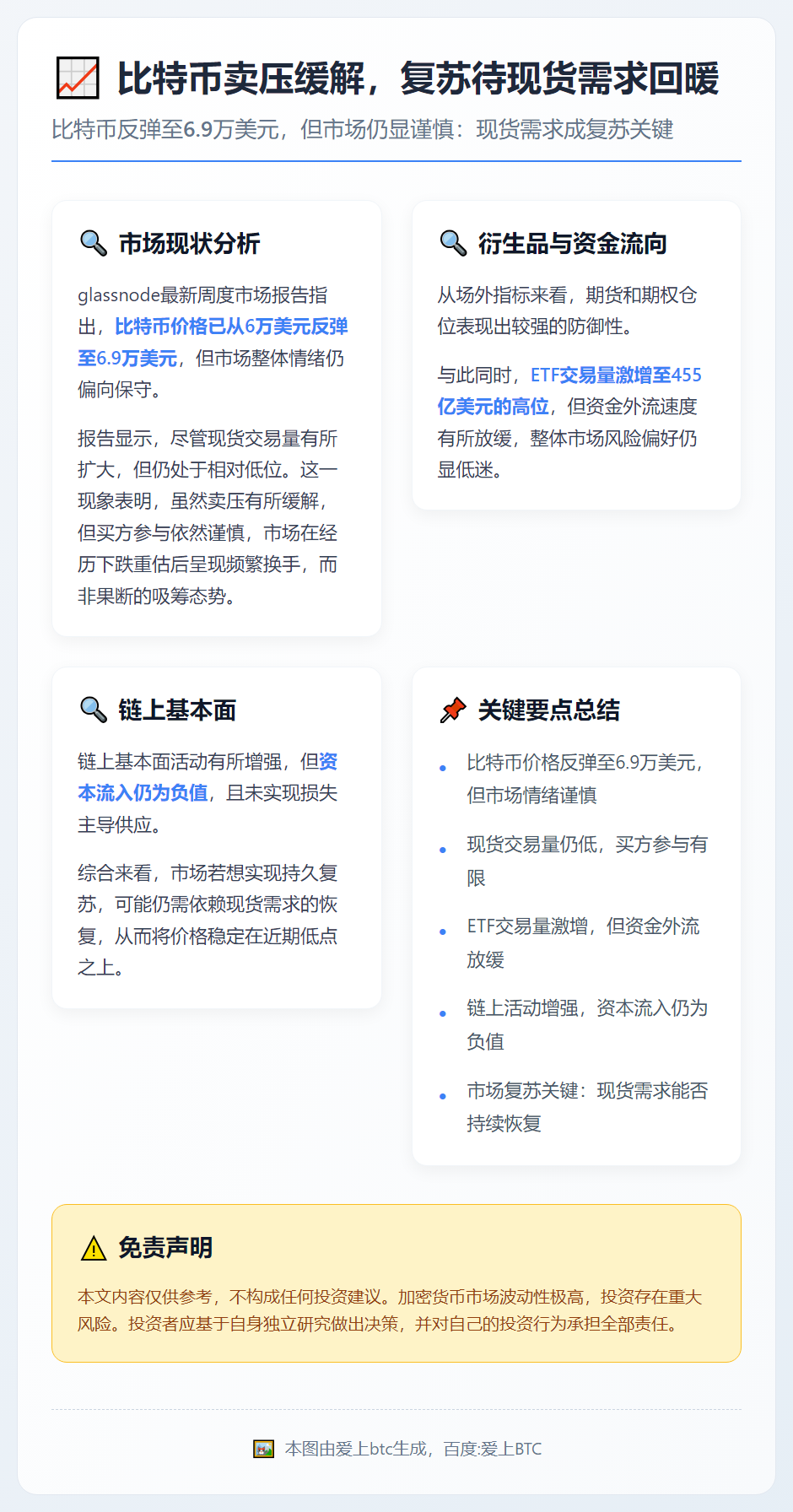 比特币卖压缓解，复苏待现货需求回暖