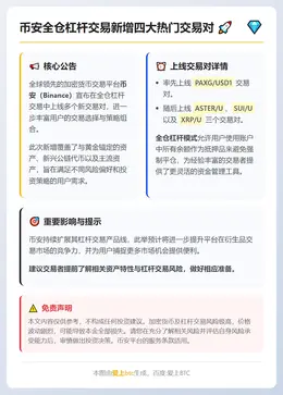 Binance新增PAXG/USD1等杠杆交易对