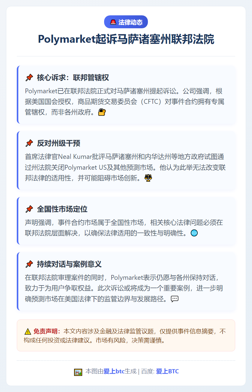 Polymarket起诉马萨诸塞州联邦法院