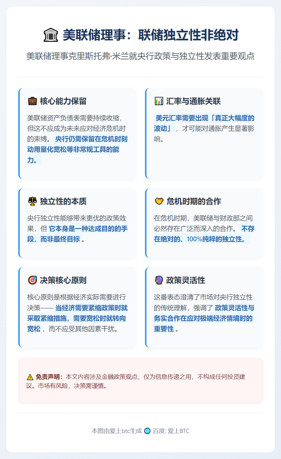美联储理事：联储独立性非绝对