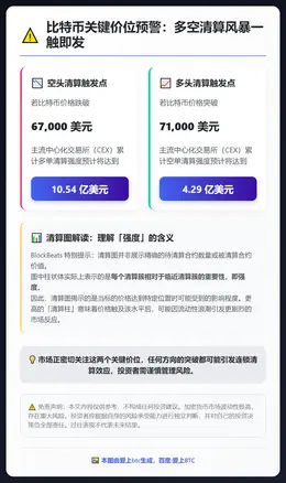 比特币跌破6.7万将触发10.54亿多单清算