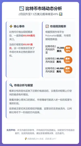 比特币2月回升至7.5万美元概率降至49%