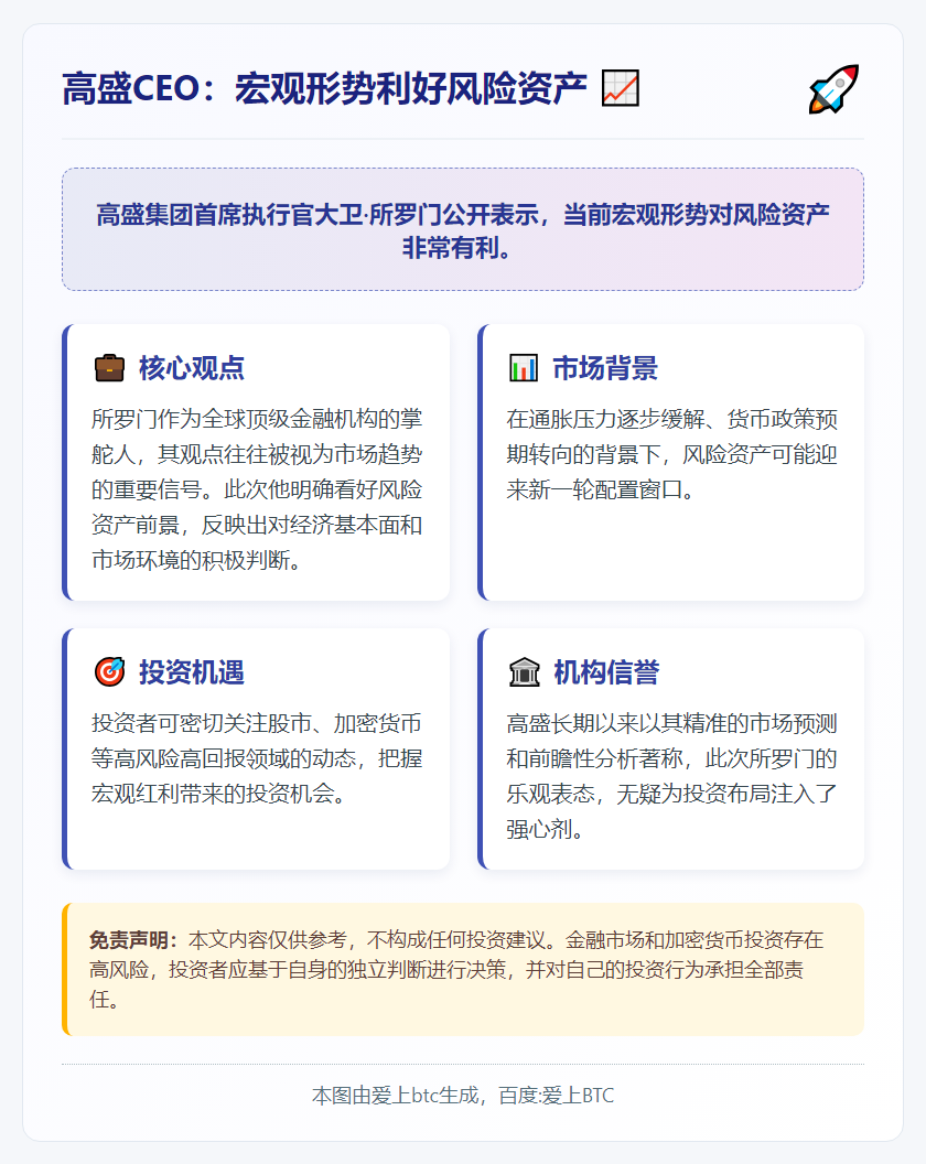 高盛CEO：宏观形势利好风险资产