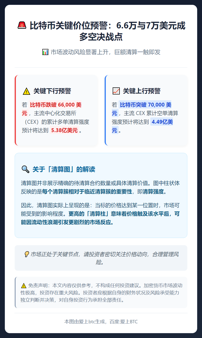 比特币跌破6.6万将触发5.38亿多单清算