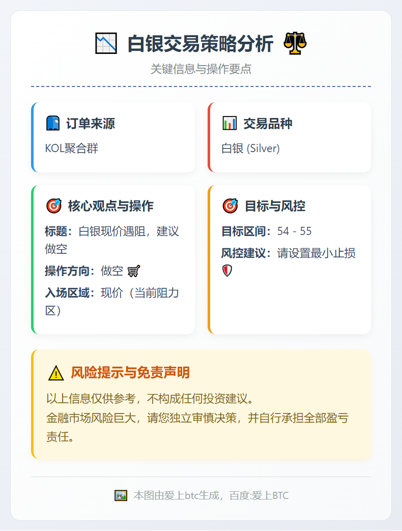 白银现价遇阻，建议做空