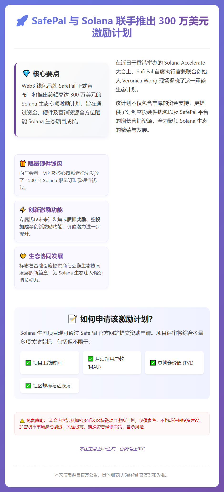 SafePal与Solana联手推出300万美元激励计划
