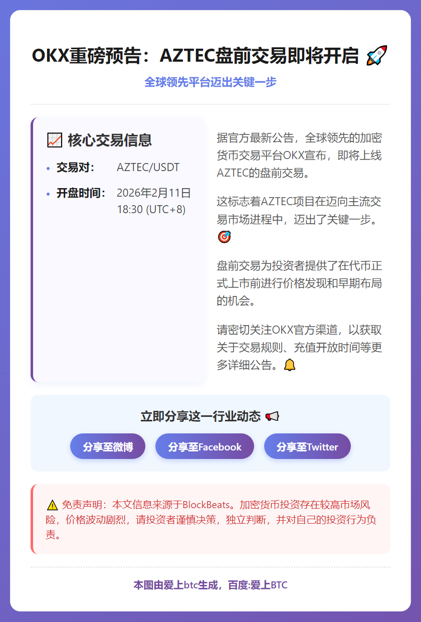 OKX上线AZTEC盘前交易