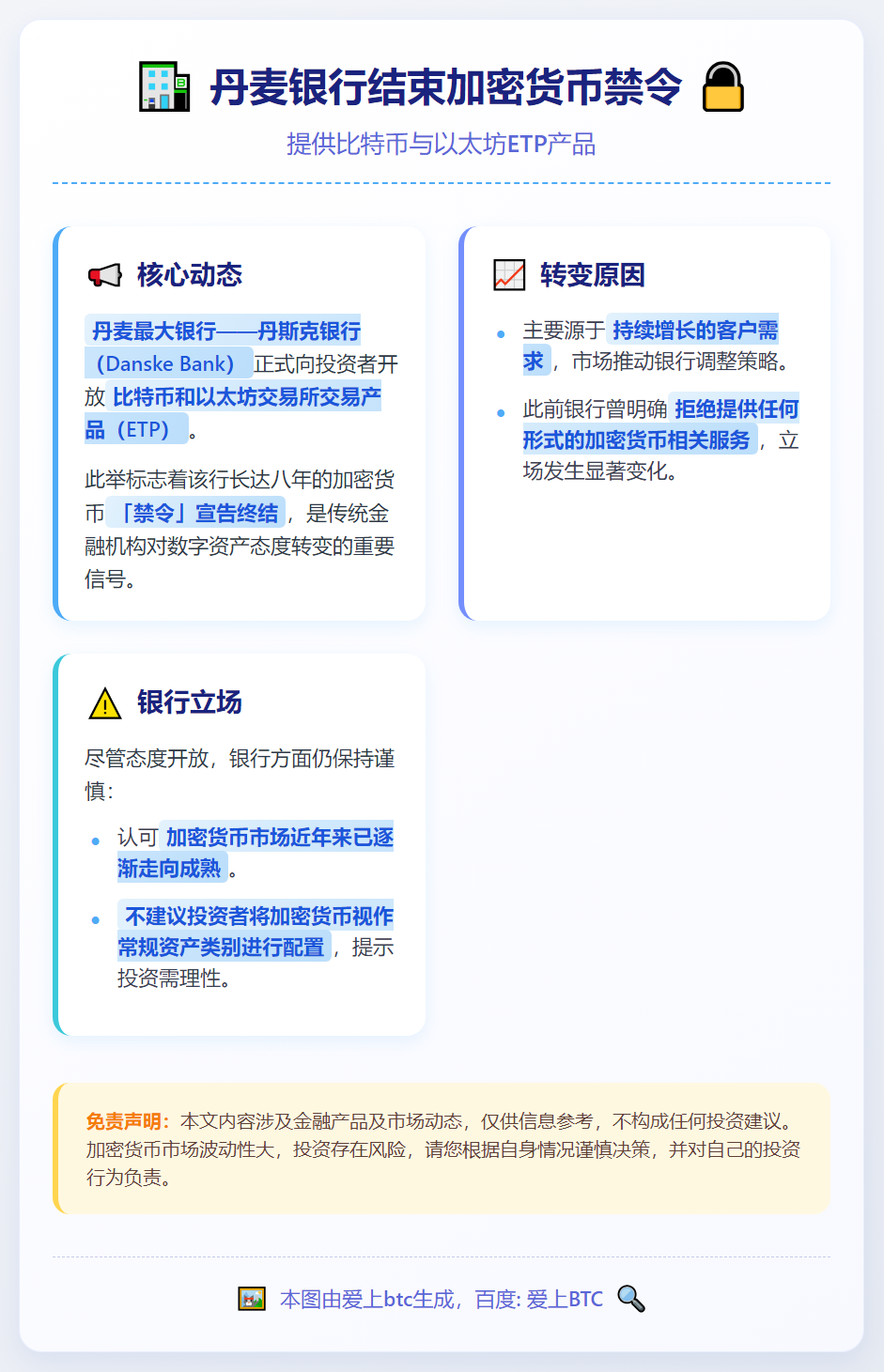 丹麦银行结束加密货币禁令 提供比特币以太坊ETP