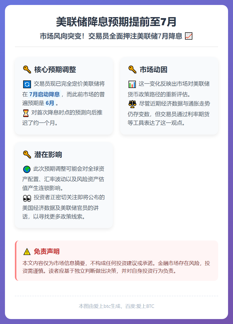 美联储降息预期提前至7月