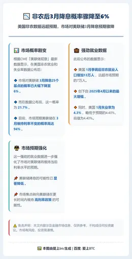 非农后3月降息概率骤降至6%