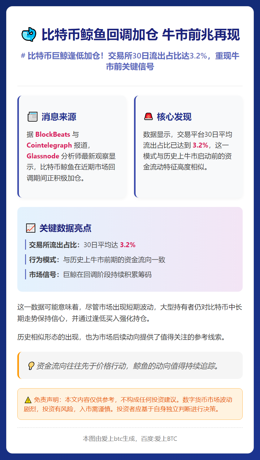 比特币鲸鱼回调加仓 牛市前兆再现