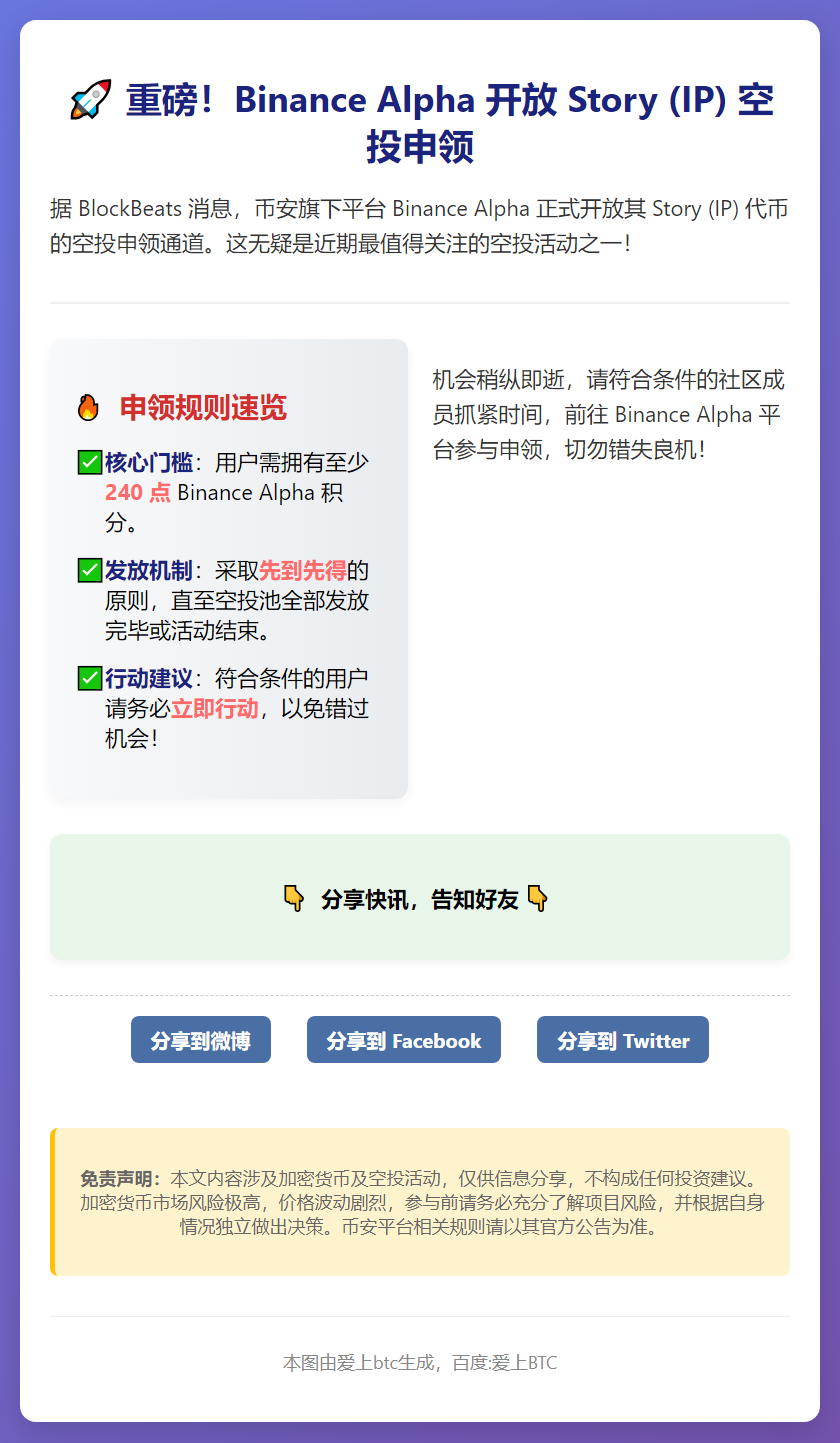 Binance Alpha开放IP空投申领