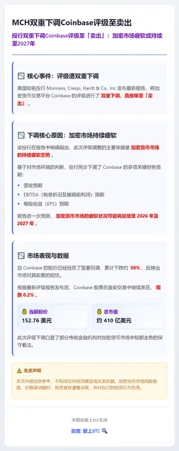 MCH双重下调Coinbase评级至卖出