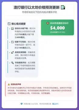 渣打：以太坊跌至1400美元后反弹，年底看4000美元