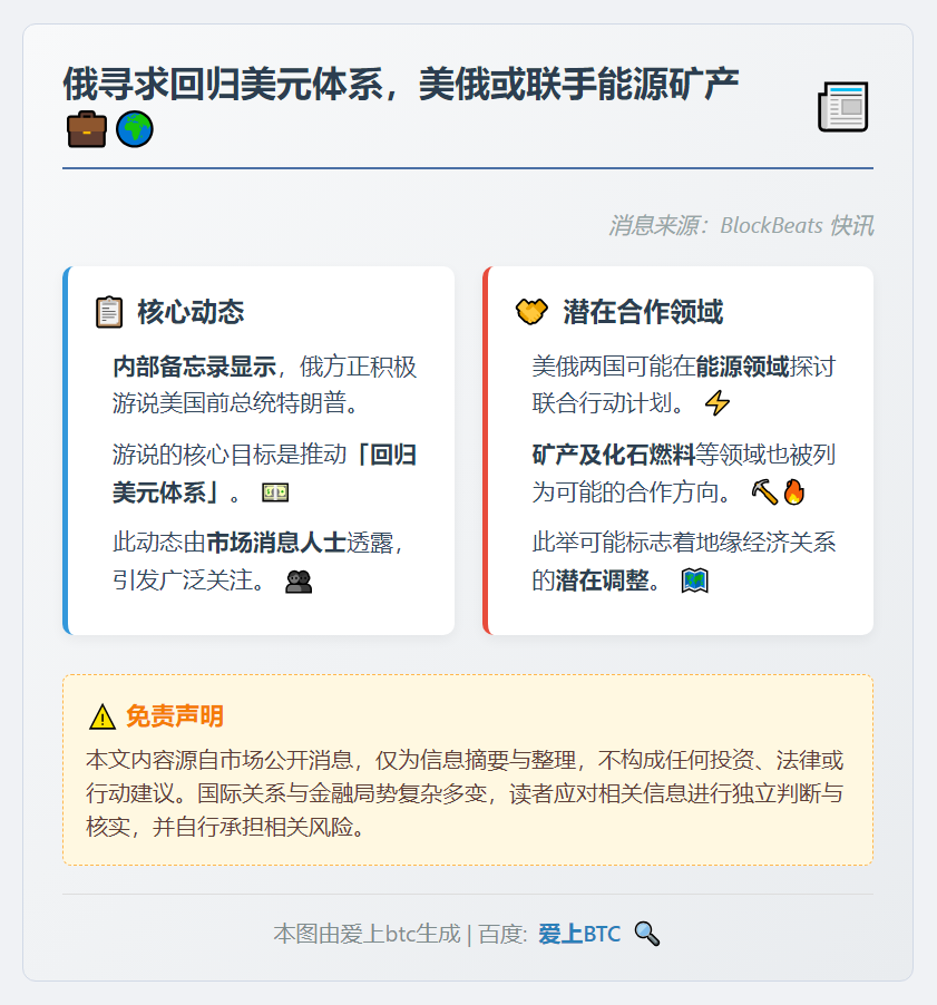 俄寻求回归美元体系，美俄或联手能源矿产