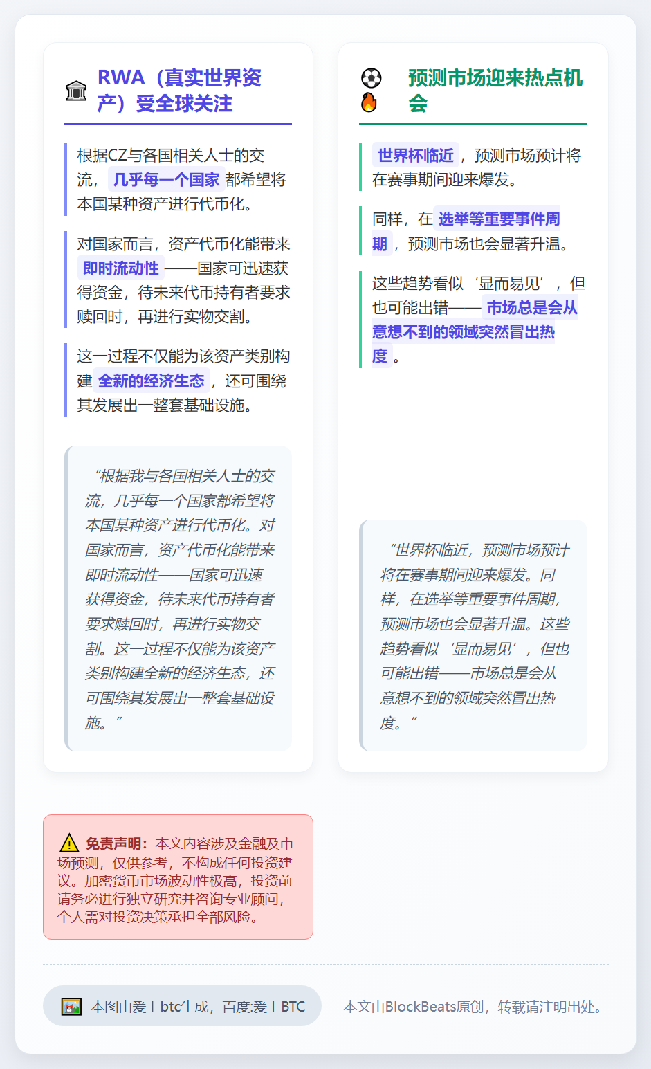 RWA受国家关注，世界杯或推高预测市场热度