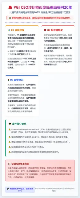 PGI CEO涉比特币庞氏骗局获刑20年