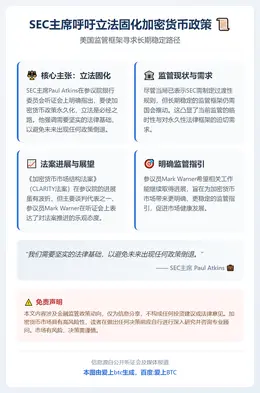SEC主席呼吁立法固化加密货币政策