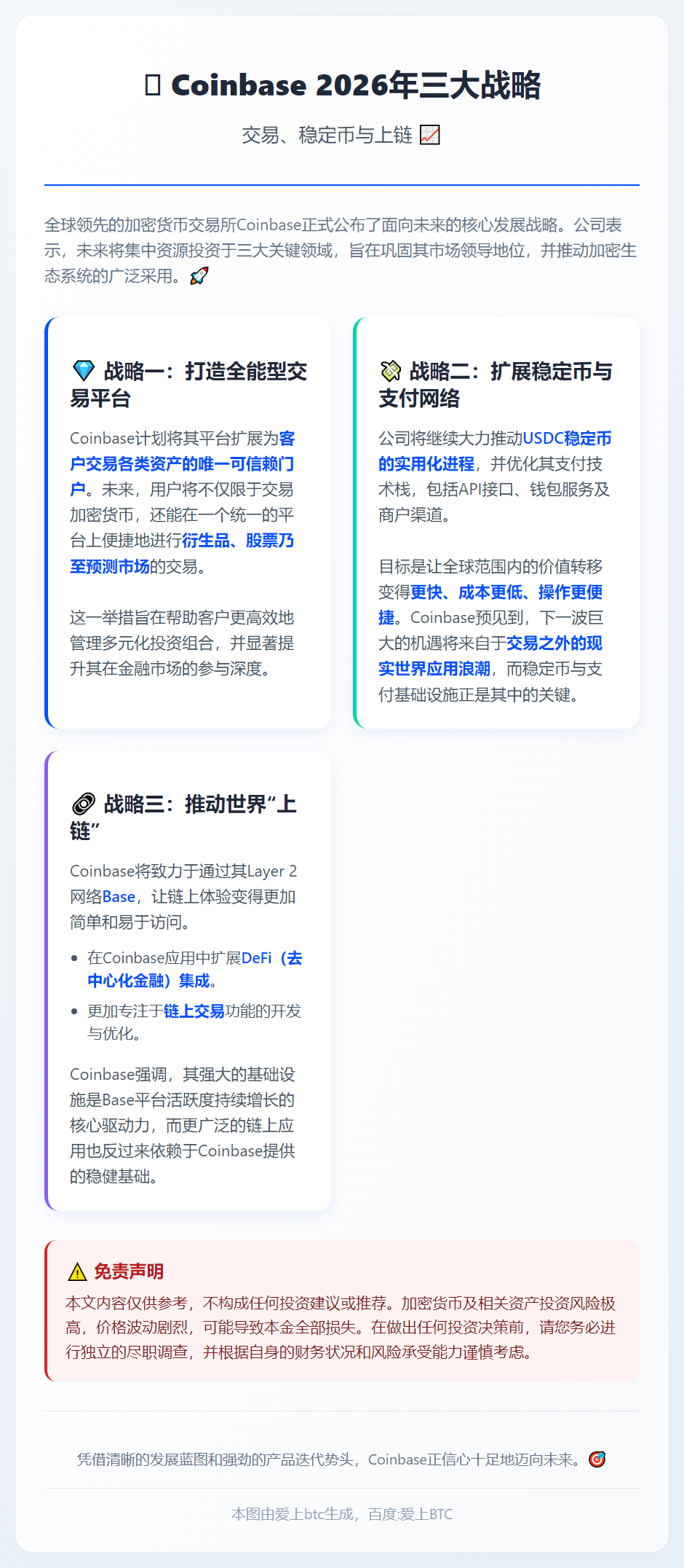 Coinbase 2026年三大战略：交易、稳定币与上链