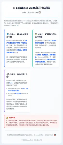 Coinbase 2026年三大战略：交易、稳定币与上链