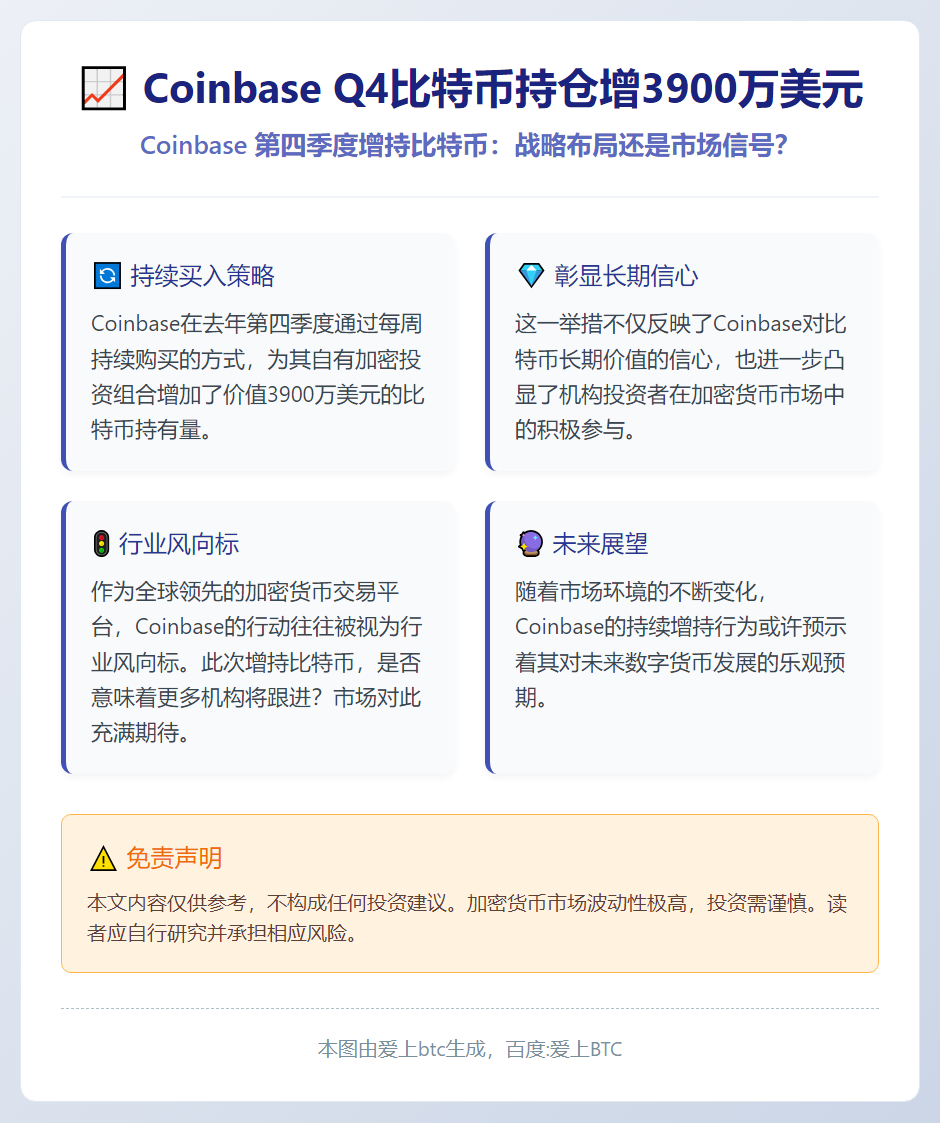 Coinbase Q4比特币持仓增3900万美元