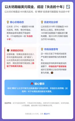 以太坊跑输美元现金，或迎「失去的十年」