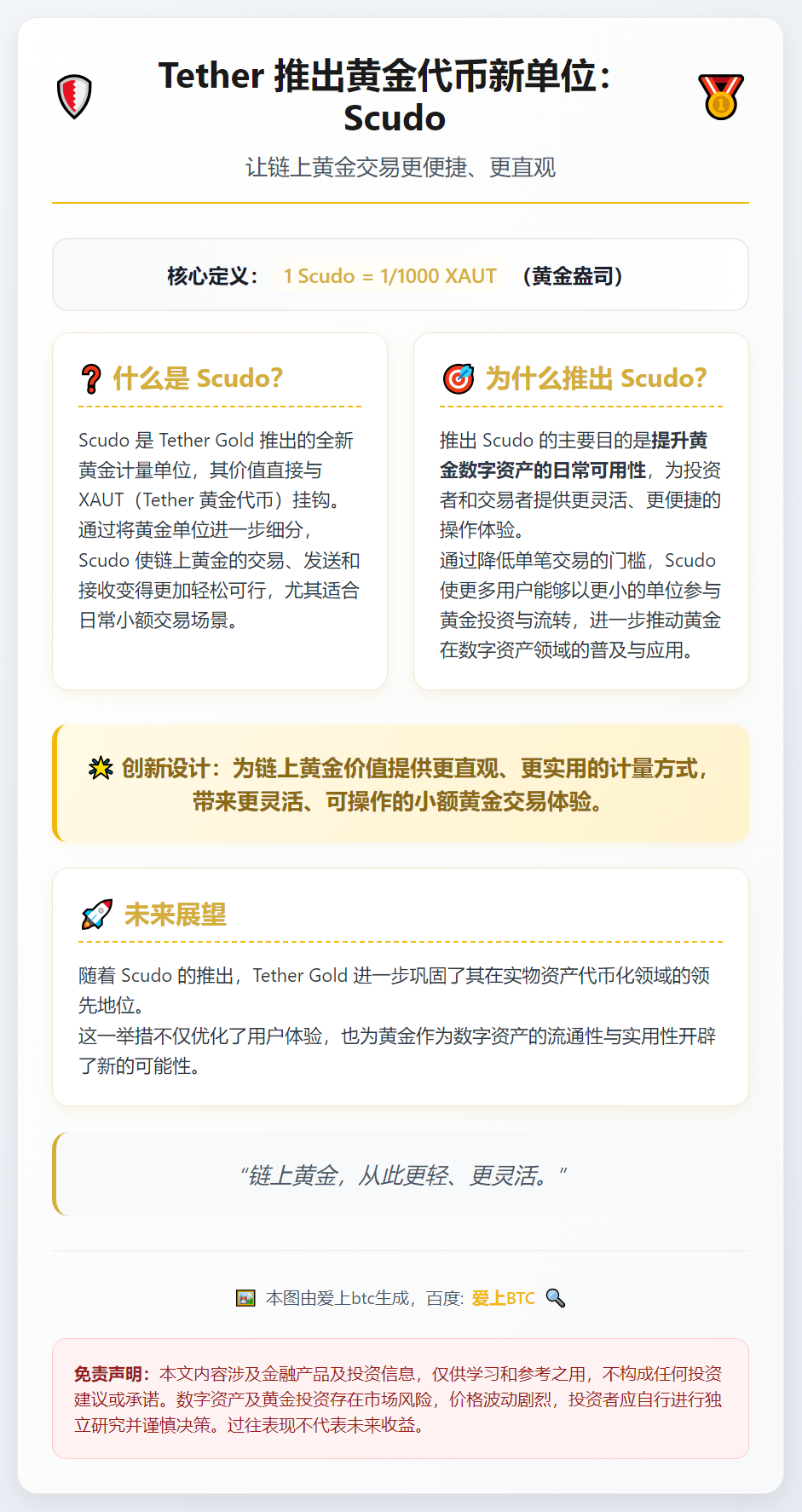 Tether推黄金代币Scudo