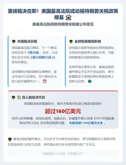美最高法院20日公布特朗普关税案意见