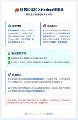 联邦快递加入Hedera理事会，推动供应链数字化